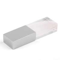 Флеш накопитель USB 2. 0 Кристалл, металл/стекло, прозрачный/серебристый, подсветка белым, 32 GB