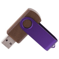 Флешка TWIST WOOD COLOR Темное дерево с фиолетовым