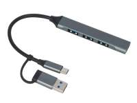 USB-хаб Link с коннектором 2-в-1 USB-C и USB-A, 2. 0/3. 0, серый
