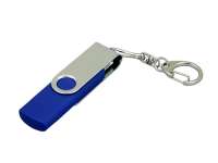 Флешка с поворотным механизмом, c дополнительным разъемом Micro USB, 32 Гб, синий