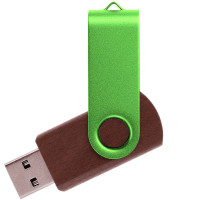 Флешка TWIST WOOD COLOR Темное дерево с салатовым