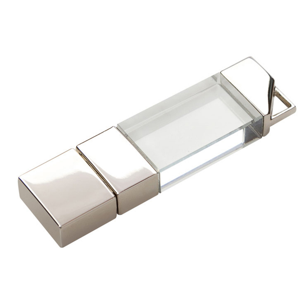 Флеш накопитель USB 2. 0 Crystal v2 32GB, металл/стекло, прозрачный/серебристый, подсветка синим