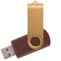 Флешка TWIST WOOD COLOR Темное дерево с золотистым