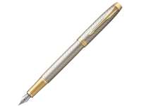 Перьевая ручка Parker IM Premium Warm Silver (grey) GT, перо: F, цвет чернил: blue, в подарочной упаковке. 