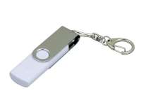 Флешка с поворотным механизмом, c дополнительным разъемом Micro USB, 16 Гб, белый