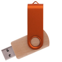 Флешка TWIST WOOD COLOR Светлое дерево с оранжевым