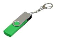 Флешка с поворотным механизмом, c дополнительным разъемом Micro USB, 32 Гб, зеленый