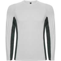 Спортивная футболка SHANGHAI L/S мужская, БЕЛЫЙ/ТЕМНЫЙ ГРАФИТ 2XL