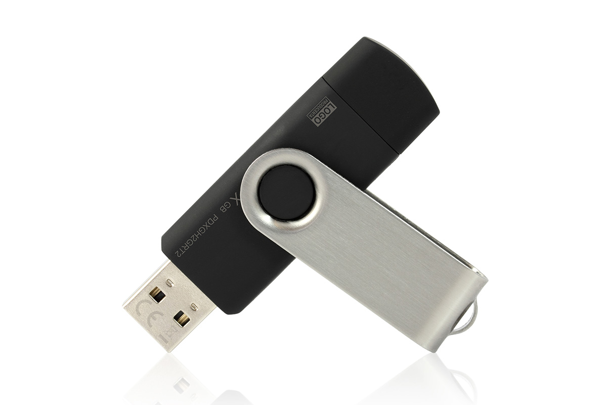 Флеш накопитель USB 2. 0 Twister Smart 8GB, пластик Софт Тач/металл, черный/серебристый