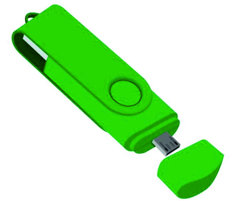Флеш накопитель USB 2. 0 Twister Smart 16GB, пластик Софт Тач/металл, зеленый/зеленый