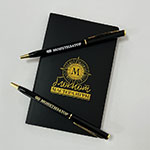 Блокнот и ручки с логотипом Монетизатор