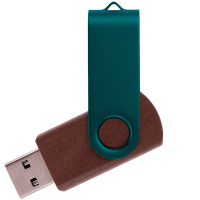 Флешка TWIST WOOD COLOR Темное дерево с зеленым