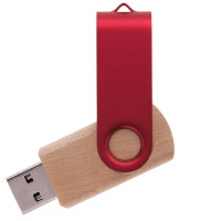 Флешка TWIST WOOD COLOR Светлое дерево с красным