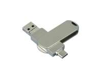 Металлическая флешка для айфона 3 в 1 (i-flash_TYPEC_3_in_1. 128. S, I= 128 Гб USB 3. 0, Металлический корпус. Без перс. )