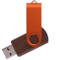 Флешка TWIST WOOD COLOR Темное дерево с оранжевым