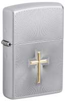 Зажигалка ZIPPO Cross Design с покрытием Satin Chrome, латунь/сталь, серебристая, 38x13x57 мм