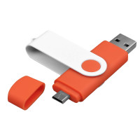 Флешка TWIST COLOR OTG Оранжевая с белым