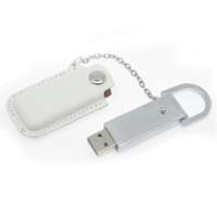 Флеш накопитель USB 2. 0 Palermo в кожаном чехле 16GB, металл, белый/серебристый