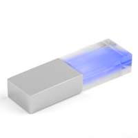 Флеш накопитель USB 2. 0 Кристалл, металл/стекло, прозрачный/серебристый, подсветка синим, 32 GB