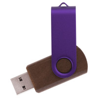 Флешка TWIST WOOD COLOR Темное дерево с фиолетовым
