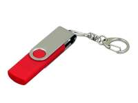 Флешка с поворотным механизмом, c дополнительным разъемом Micro USB, 32 Гб, красный