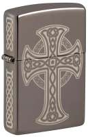 Зажигалка ZIPPO Celtic Cross Design с покрытием Black Ice®, латунь/сталь, черная, 38x13x57 мм