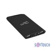 Зарядное устройство "Theta", 6000 мА·ч, 2 выхода USB, покрытие soft touch, цвет черный