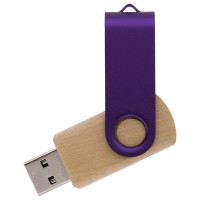 Флешка TWIST WOOD COLOR Светлое дерево с фиолетовым