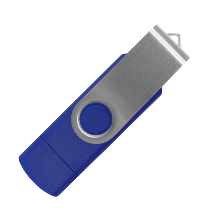 Флеш накопитель USB 2. 0 Twister Smart 16GB, пластик Софт Тач/металл, синий/серебристый