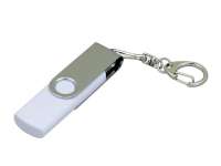 Флешка с поворотным механизмом, c дополнительным разъемом Micro USB, 32 Гб, белый