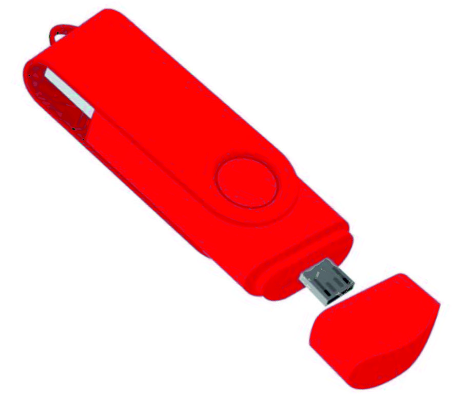Флеш накопитель USB 2. 0 Twister Smart 16GB, пластик Софт Тач/металл, красный/красный