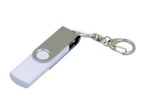 Флешка с поворотным механизмом, c дополнительным разъемом Micro USB, 64 Гб, белый