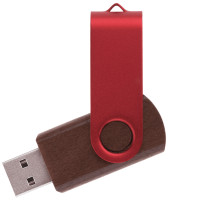 Флешка TWIST WOOD COLOR Темное дерево с красным