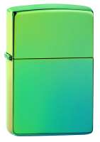Зажигалка ZIPPO Classic с покрытием High Polish Teal, латунь/сталь, зелёная, глянцевая, 38x13x57 мм