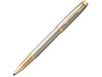 Ручка роллер Parker IM Premium Warm Silver (grey) GT, стержень: F, цвет чернил: black, в подарочной упаковке. 