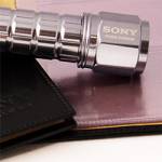 Кожаные визитницы и фонарик, логотип SONY