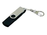 Флешка с поворотным механизмом, c дополнительным разъемом Micro USB, 64 Гб, черный