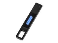 USB 2. 0- флешка на 32 Гб c подсветкой логотипа Hook LED,  темно-серый, синяя подсветка