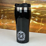 Чёрная термокружка с гербом