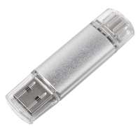 USB flash-карта ASSORTI OTG Type-C (16Гб), серебристая, 6, 3х1, 7х0, 8 см, металл