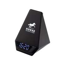 Настольная Bluetooth колонка (3Вт) "Smart Pyramid" с часами и беспроводным (15W) зарядным устройством, с подсветкой логотипа, цвет черный