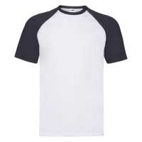 Футболка "Short Sleeve Baseball T", белый с глубоким темно-синим_L, 100% х/б, 160 г/м2