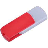 USB flash-карта "Easy" (8Гб), белая с красным, 5, 7х1, 9х1см, пластик