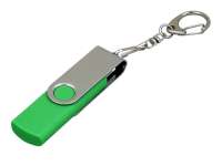 Флешка с поворотным механизмом, c дополнительным разъемом Micro USB, 64 Гб, зеленый